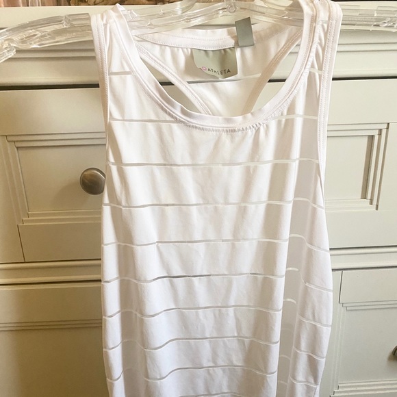 Athleta NWOT White Mesh Stripe Chi Tank 🤍 - Picture 2 of 6